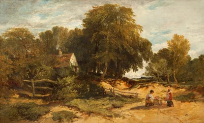 Metsäinen maisema ja lapsia, 1845
